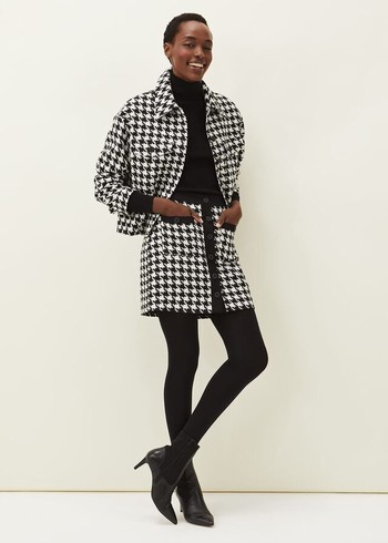 Phase Eight Brienna Dogtooth Jackets Black/White Australia | JU4602358